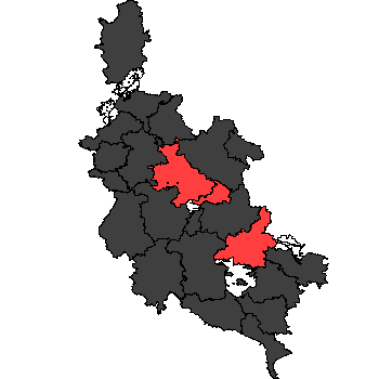 Landkreiskarte mit den Gemeindegrenzen
