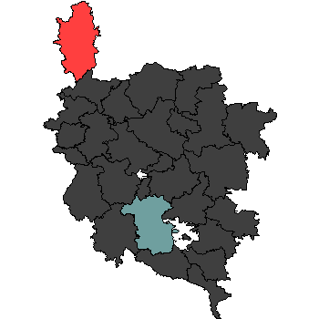 Landkreiskarte mit den Gemeindegrenzen