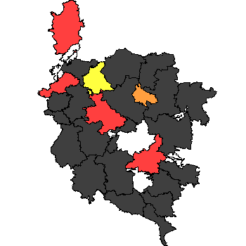Landkreiskarte mit den ERgebnissen aus den Gemeinden