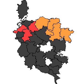 Landkreiskarte mit den Ergebnissen aus den Gemeinden